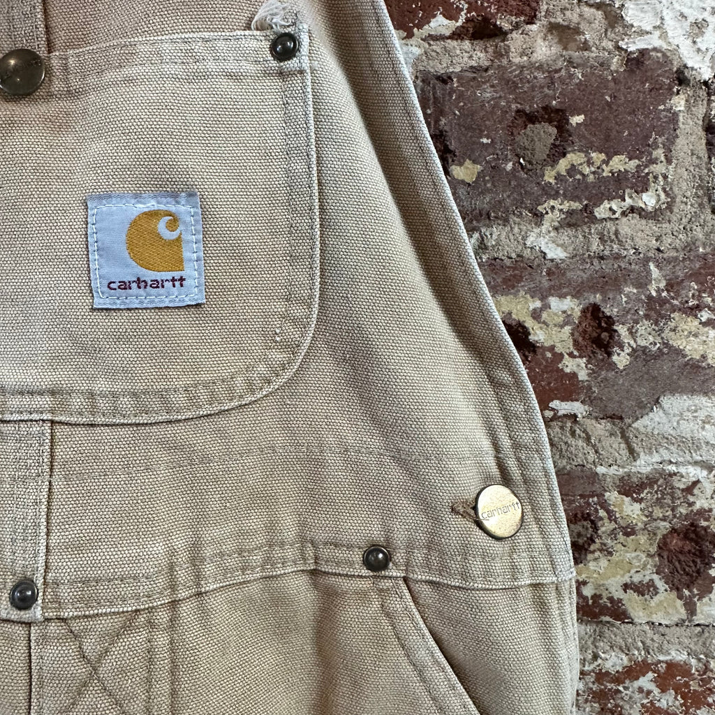 Vintage Carhartt Boy's Medium Brown Bib Insulated Overalls Double Knee Farm Bibs