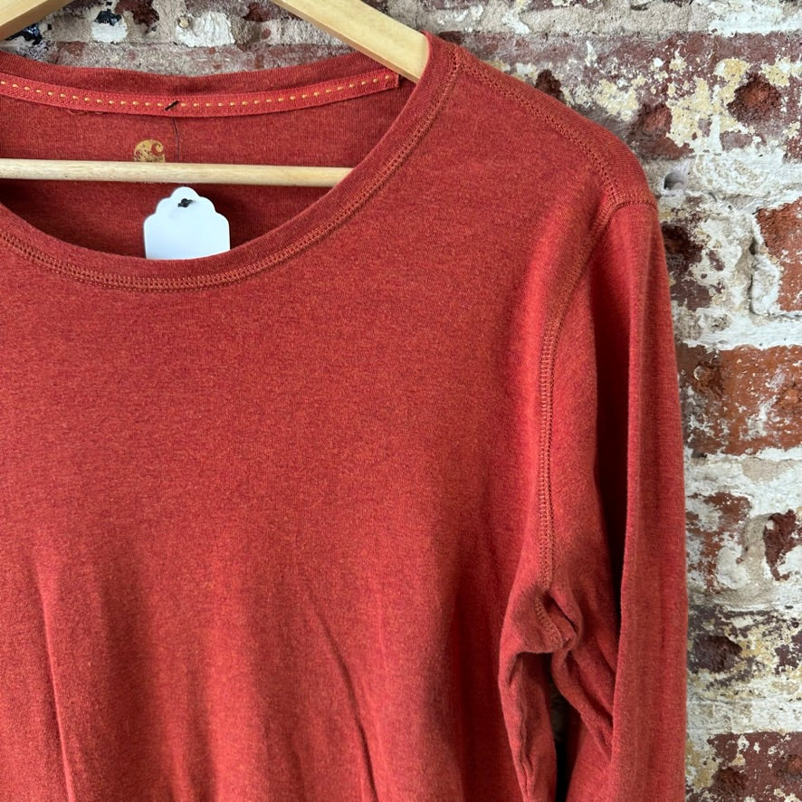 Carhartt T-Shirt Womens XL Long sleeve Work casual reddish orange