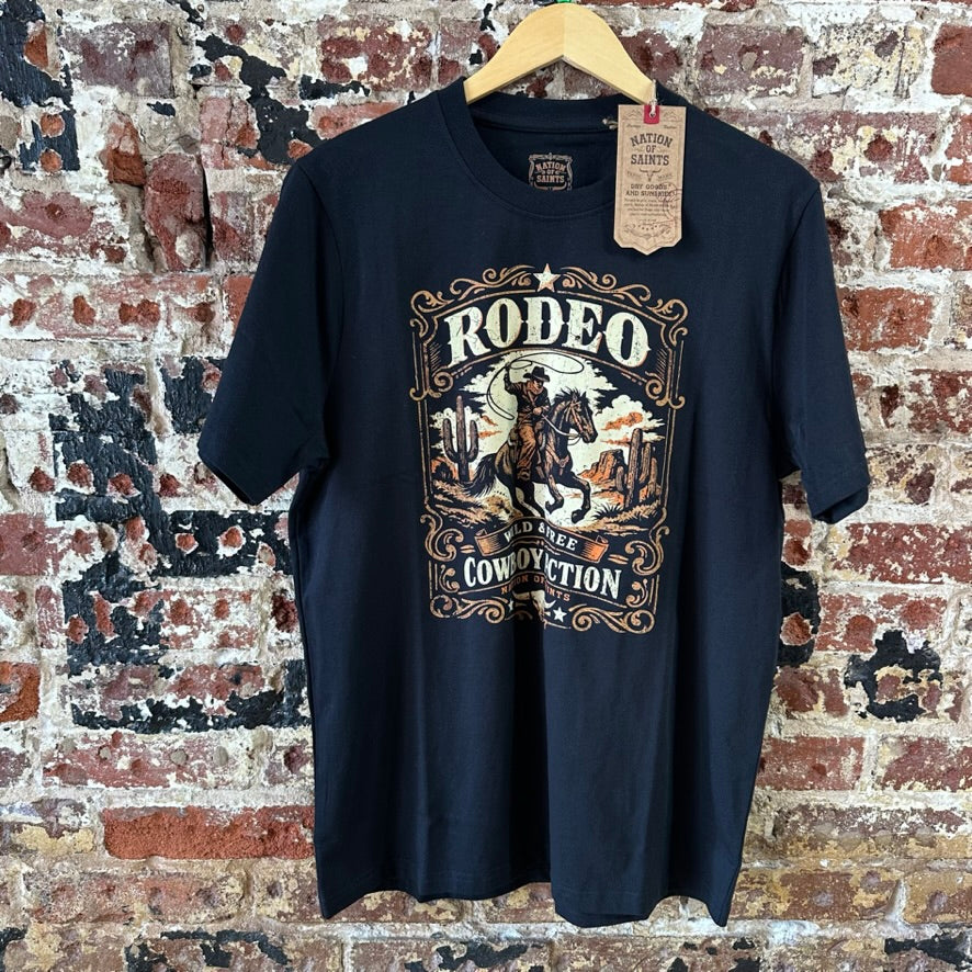 Rodeo Men's XL S/S Black T-Shirt NEW