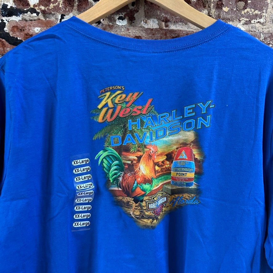 Harley Davidson Women's 2XL Short Sleeve Blue V Neck T-Shirt NEW