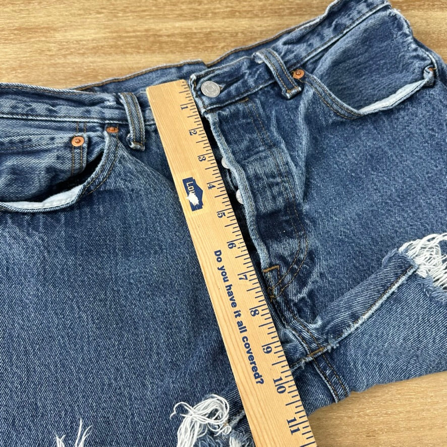 Levi's Cut Off Denim Blue Jean Shorts Womens 32 Distressed - 30x4.5"