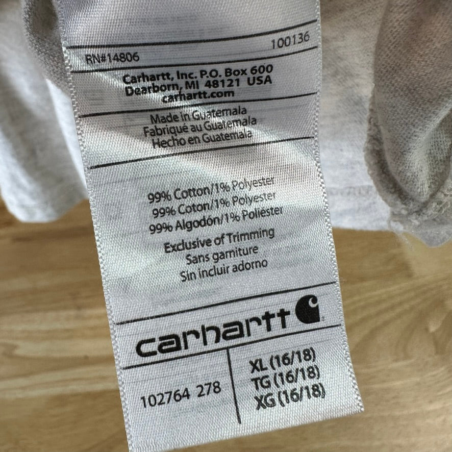 Carhartt T-Shirt Womens XL Long sleeve Work casual Gray Blue Front Logo