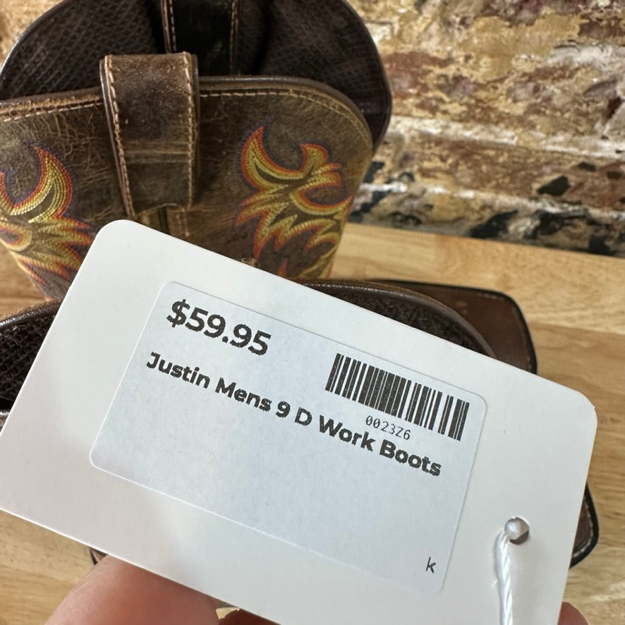 Justin WK4681 Driller Work Boots 9D Square Toe EH Soft Toe Western Stampede