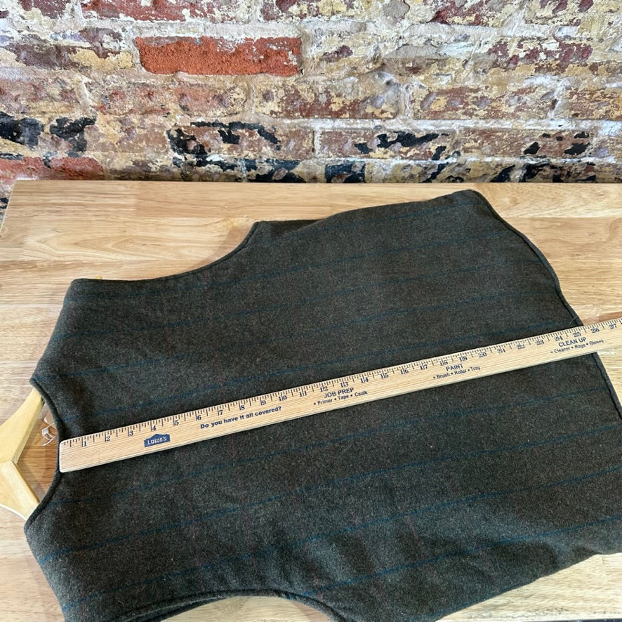 Woolrich Vest Mens Medium Wool Green Plaid Sherpa Lined Zipper Outdoor