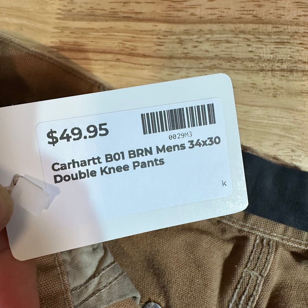 Carhartt B01 BRN Mens 34x30 Double Knee Pants