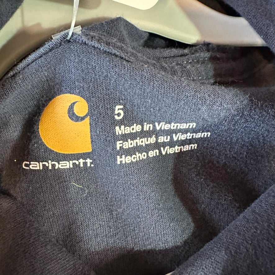 Carhartt Boys 5 Blue L/S Hooded T-Shirt