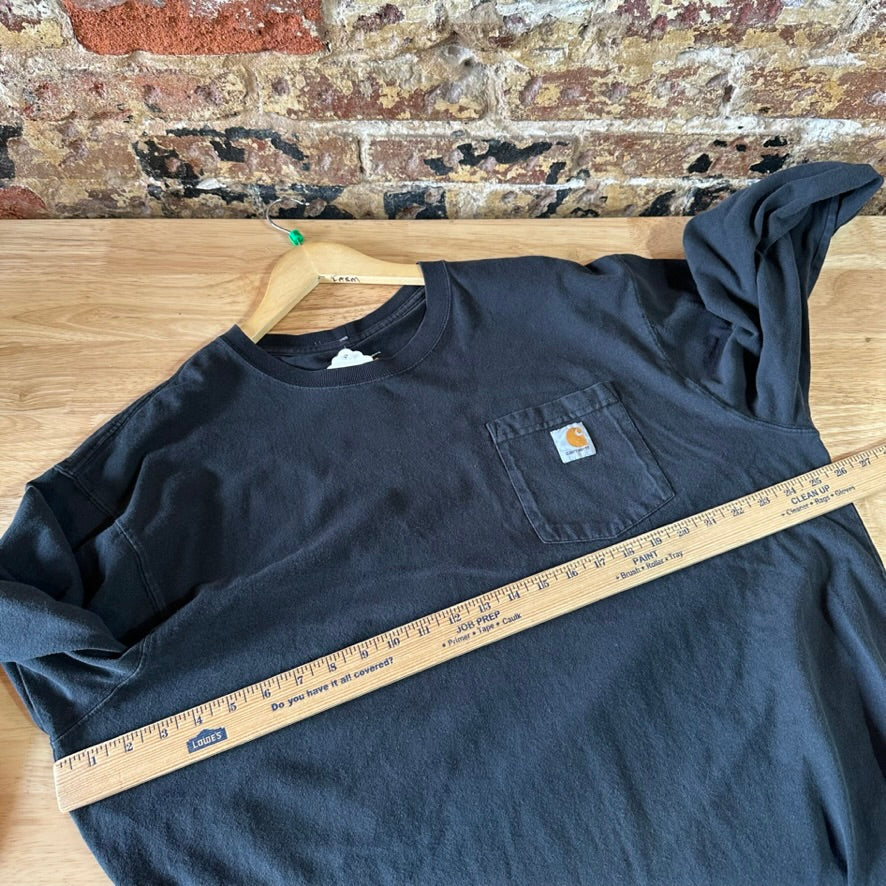 Carhartt T Shirt Mens XL Long Sleeve K126 BLK Black Logo Pocket T-Shirt
