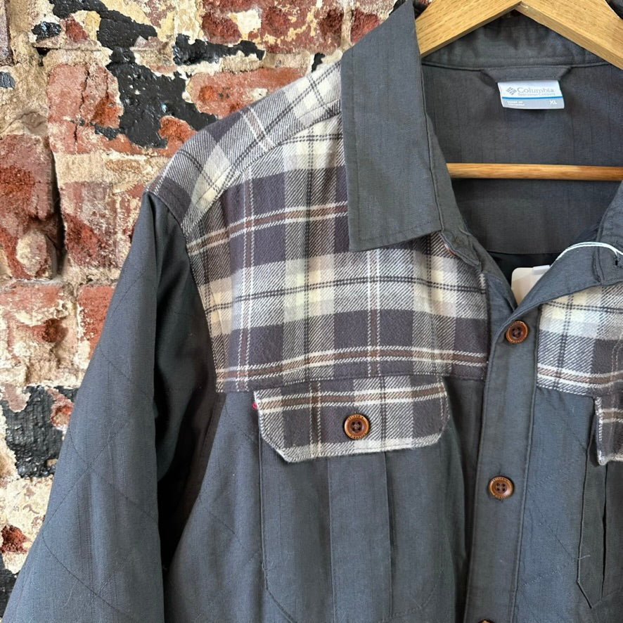 Columbia Kline Falls Shirt Mens XL Long Sleeve Outdoor Button Up Gray plaid