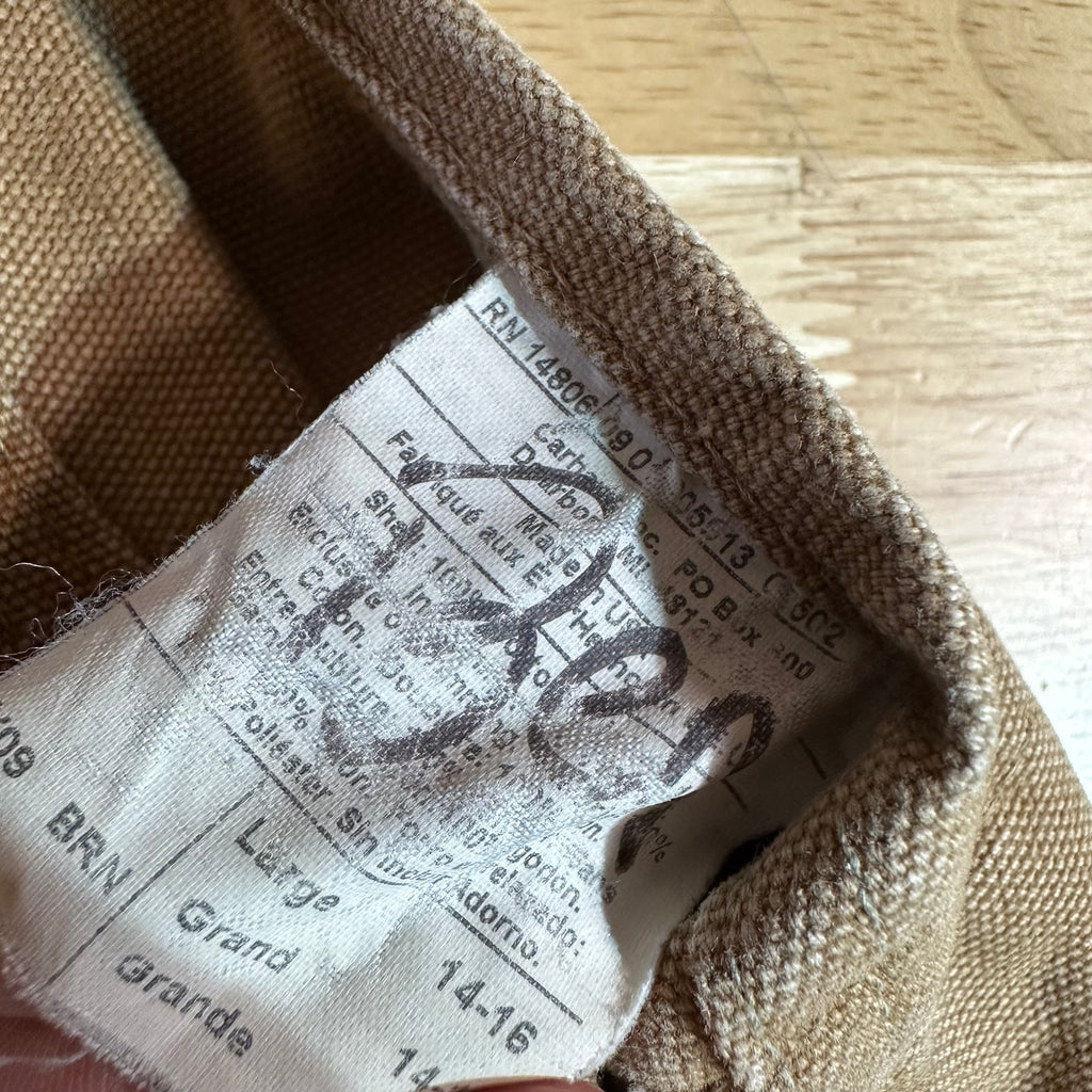 Vintage Carhartt Boy's Large Brown Bib Insulated Overalls Double Knee Farm Bibs