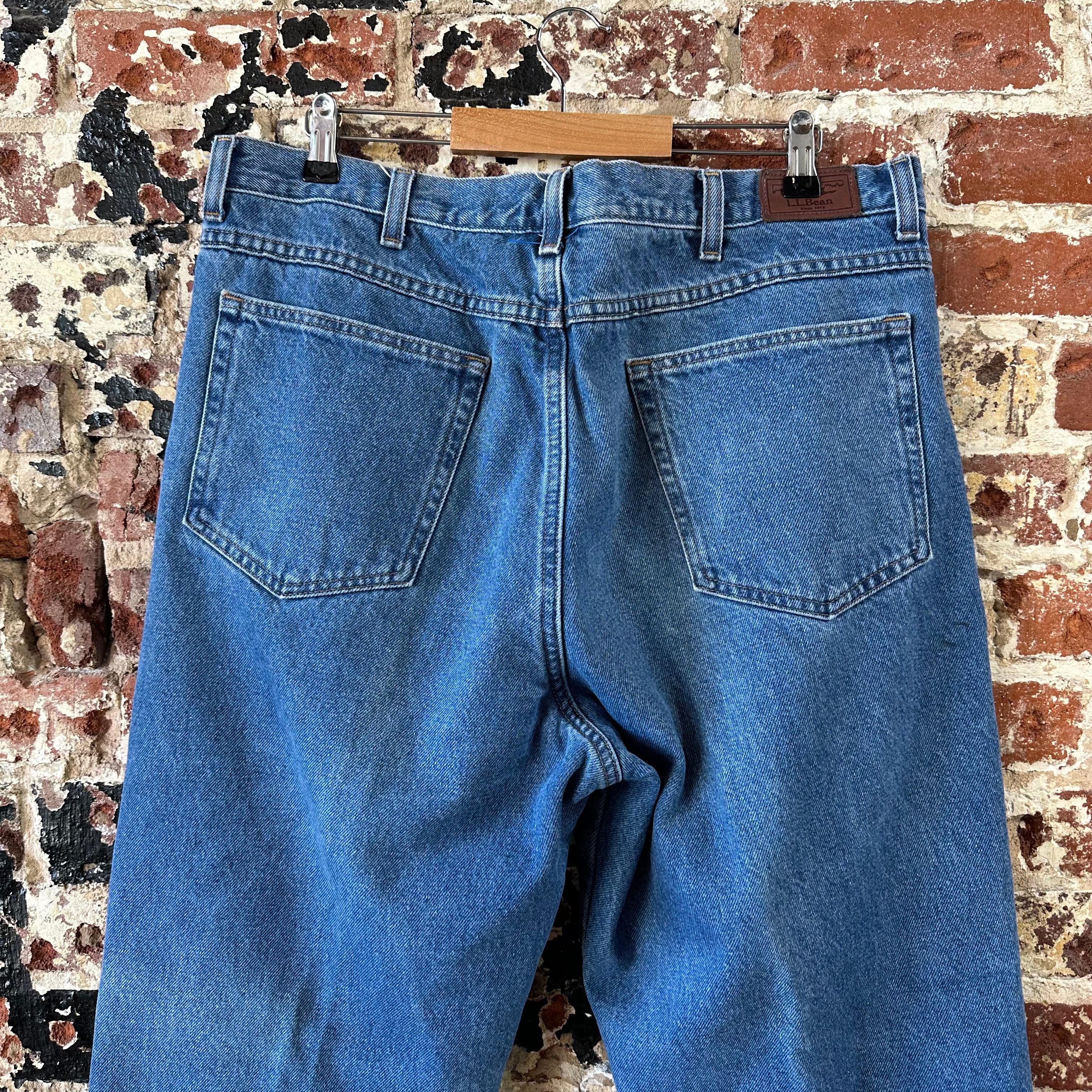 LL Bean Mens 38x30 Flannel lined Blue Jeans