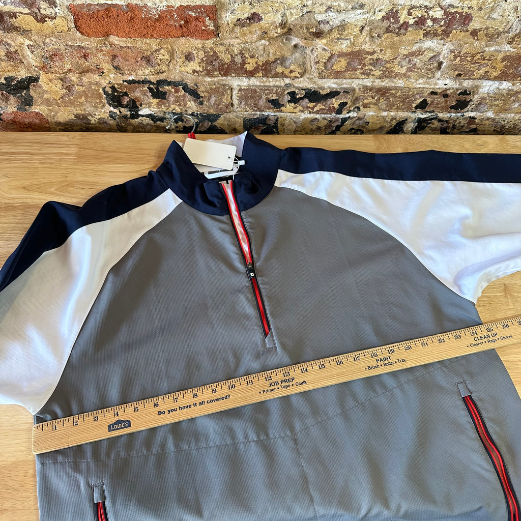 FootJoy Golf Jacket Mens Large Gray Short Sleeve 1/4 Zip Colorblock Windbreaker