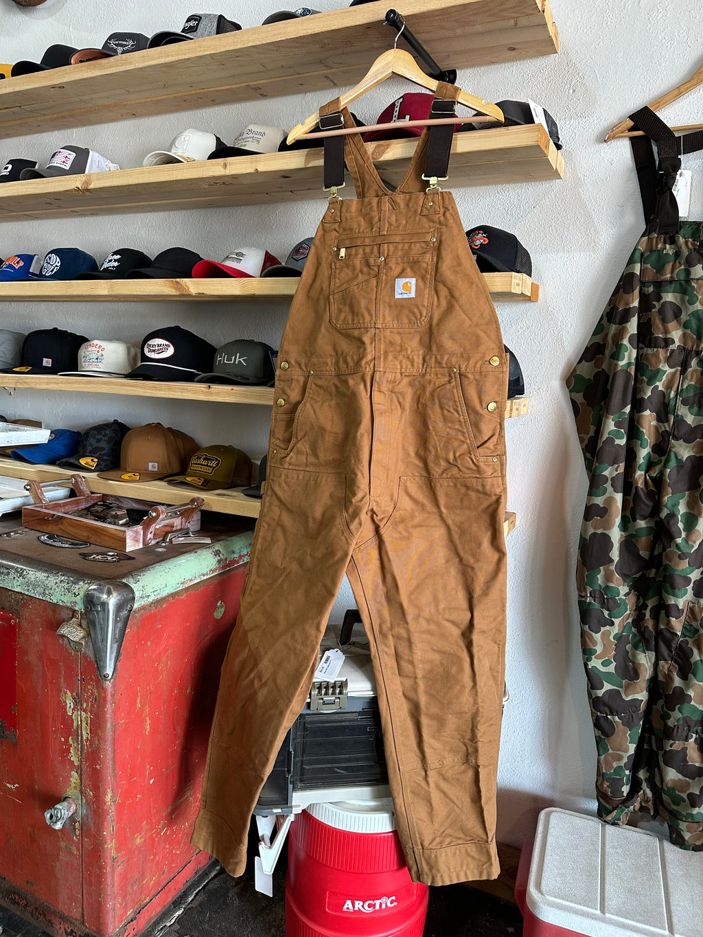 Carhartt R01 Mens 38x32 Brown Bibs