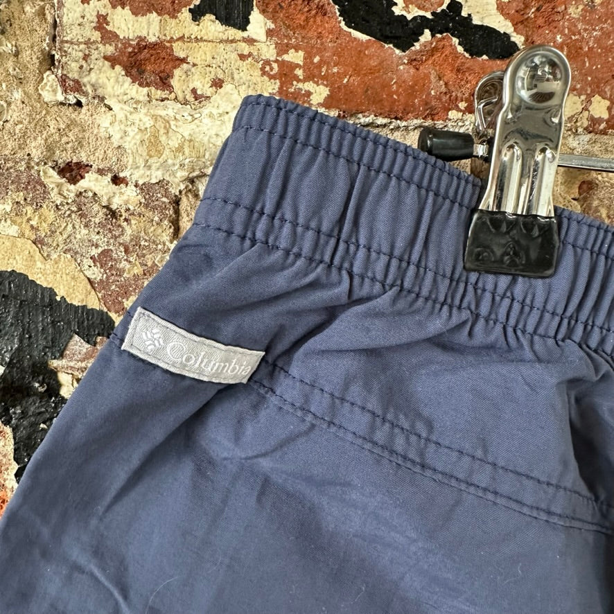 Columbia Camo Large Blue Drawstring w/Pockets Womens Shorts casual 32x4.5"