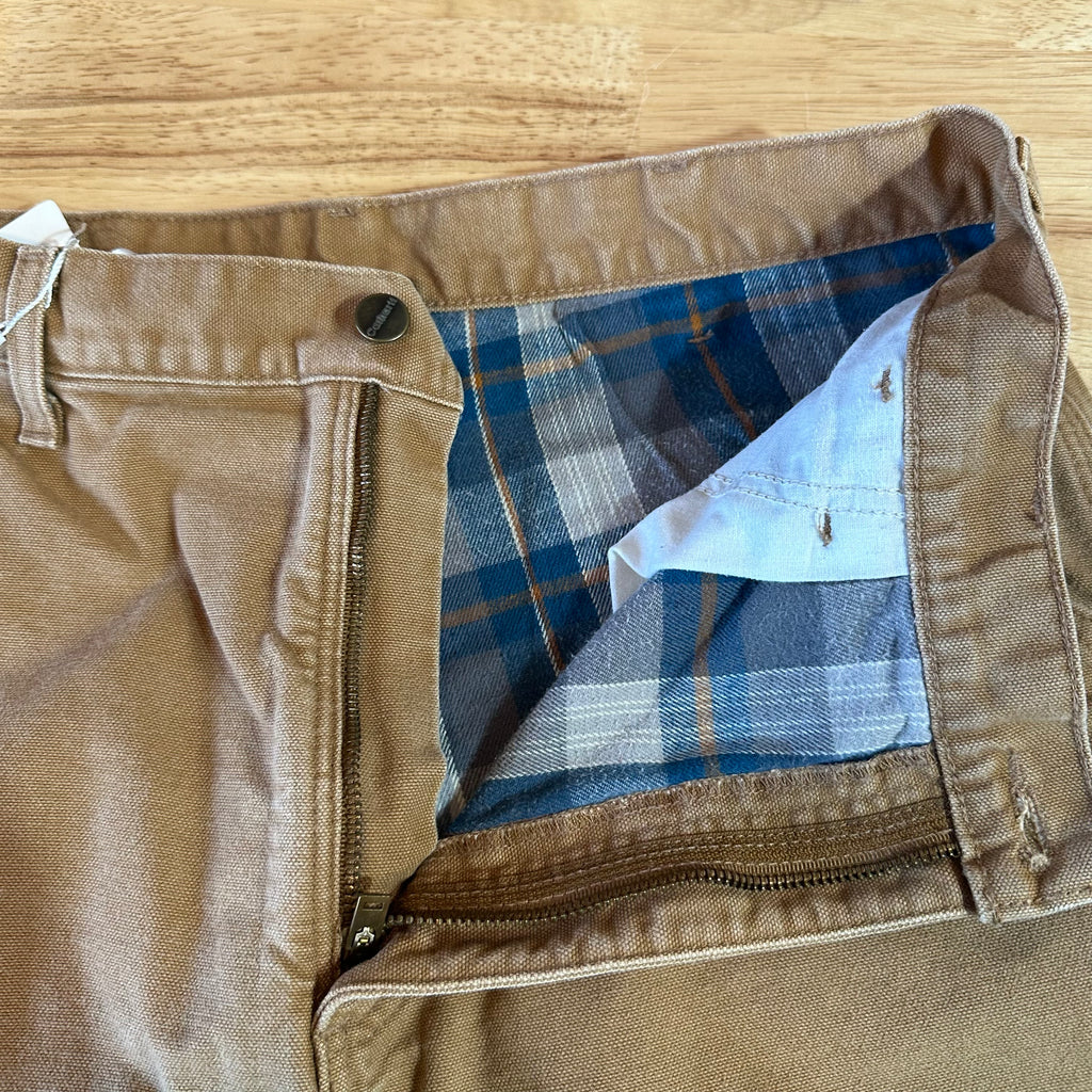 Carhartt Flannel Lined Brown Pants Mens 36x32