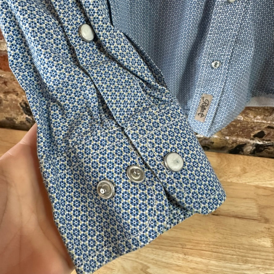 Rafter C Shirt Mens Medium Blue Western Pearl Snap Cowboy Collection Rodeo L/S
