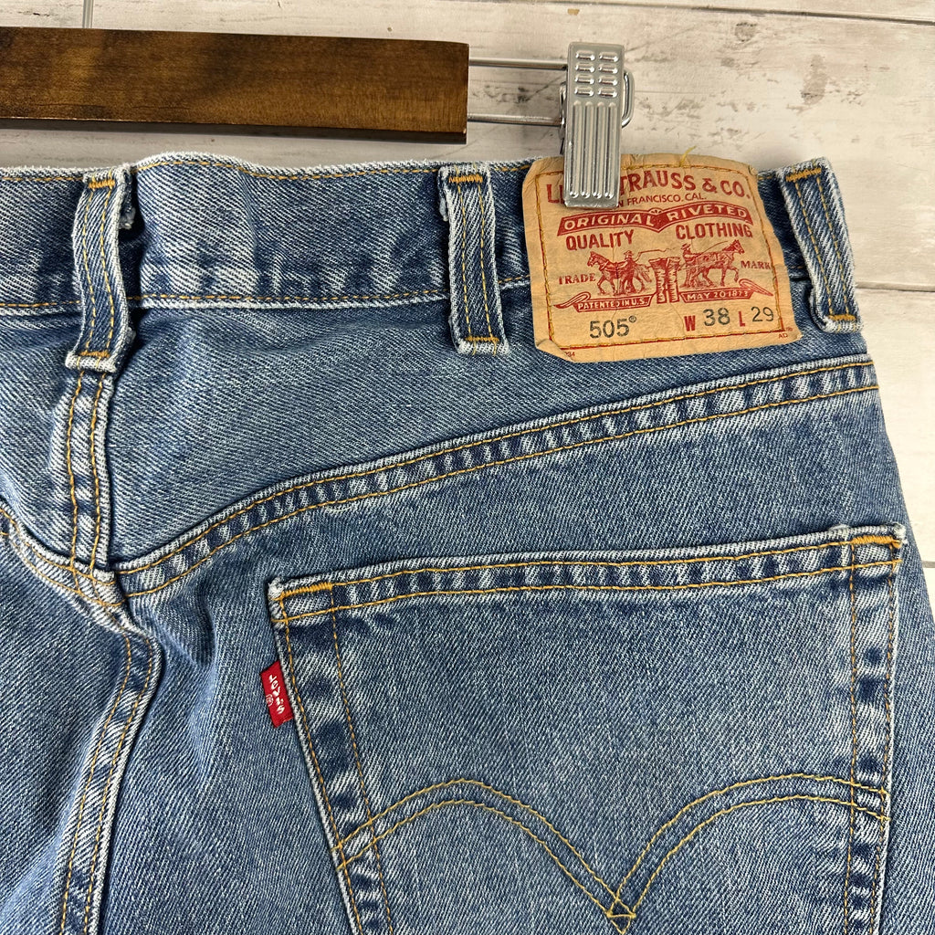 Levis 505 Jeans Mens 38x29 Regular Zip fly Blue denim Levi's