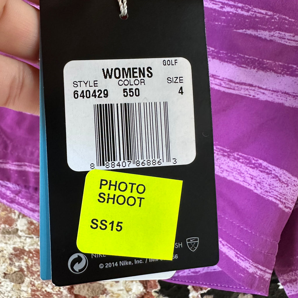 Nike Golf Shorts Purple Striped Tour Performance Womens 4 NEW 28x4"