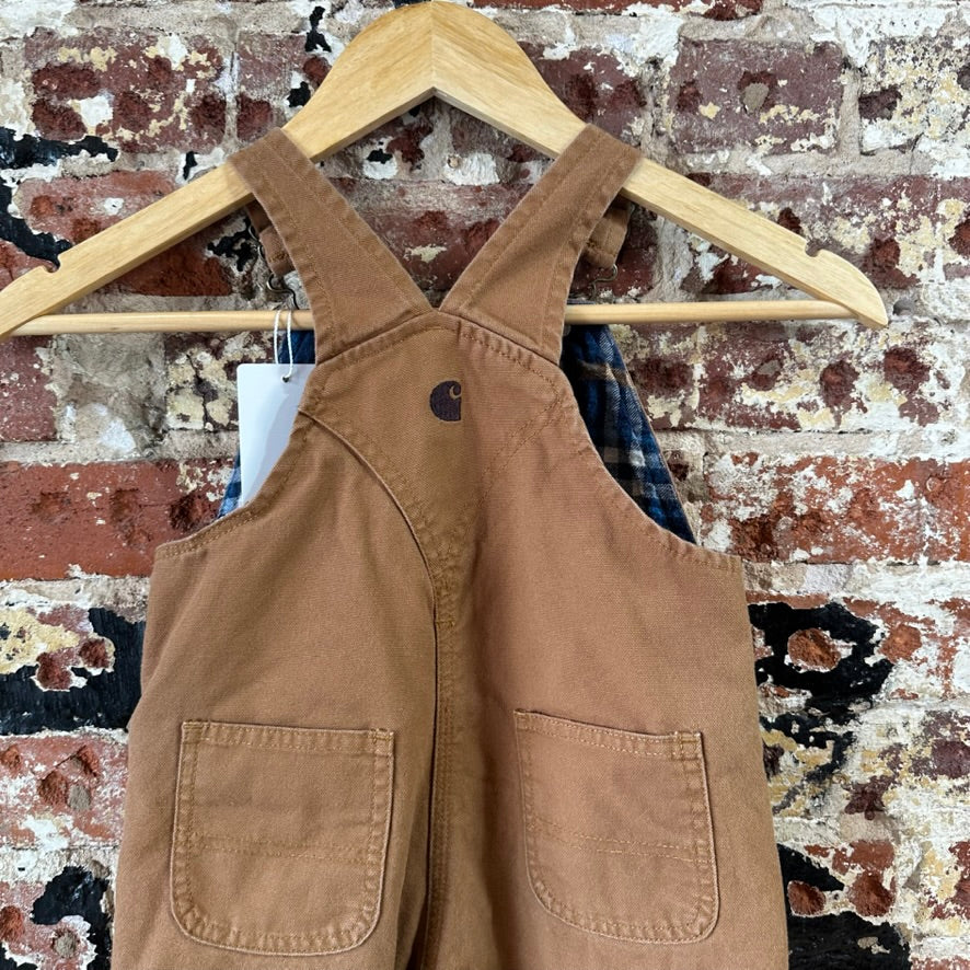 Carhartt Brown Flannel Lined Bibs Boys 3T