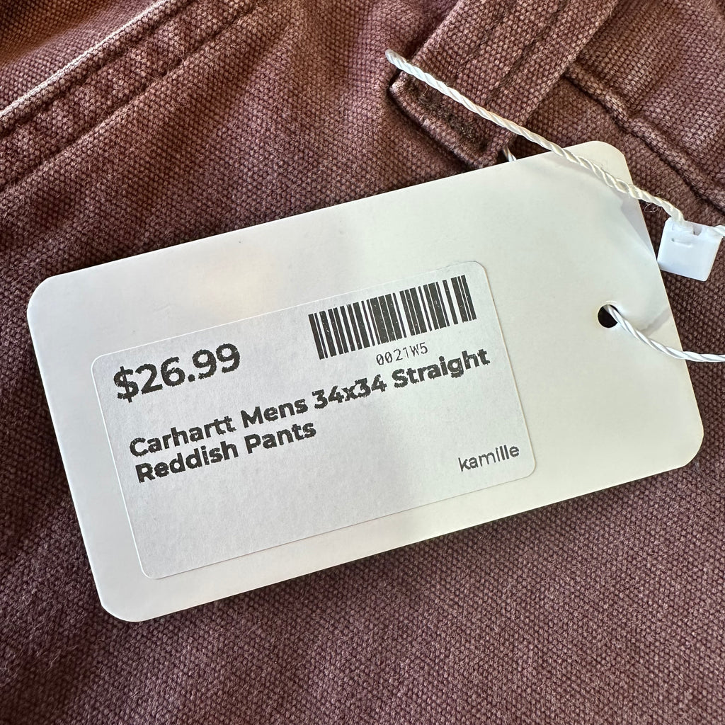Carhartt Canvas Straight Fit Work Pants Reddish Mens 34x34