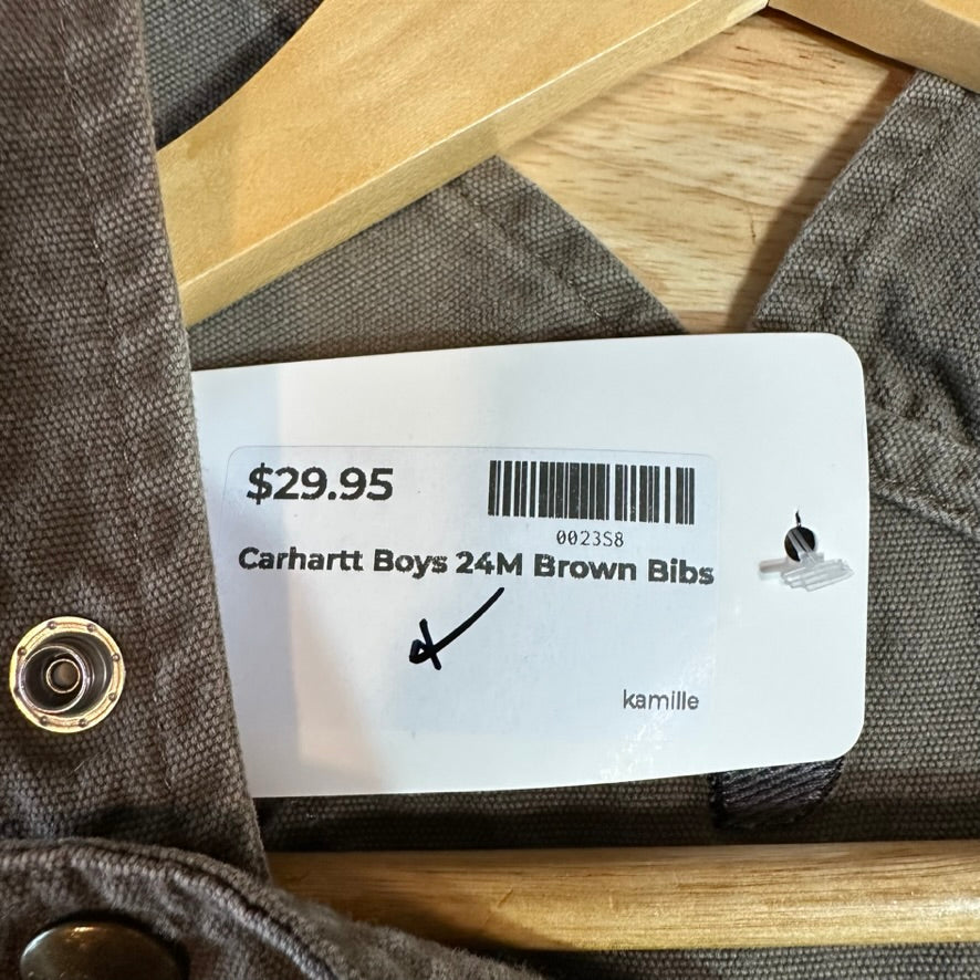 Carhartt Overalls Canvas Brown toddler boys Size 24M Bibs