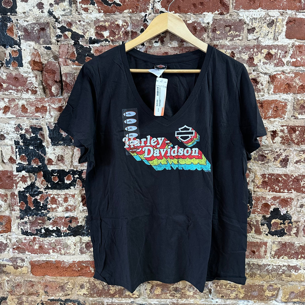 Harley Davidson Women's 1X Short Sleeve Black T-Shirt V-Neck NEW