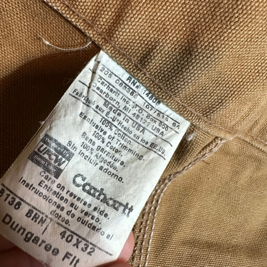 Carhartt B136 BRN Mens 40x32 Double Knee Pants