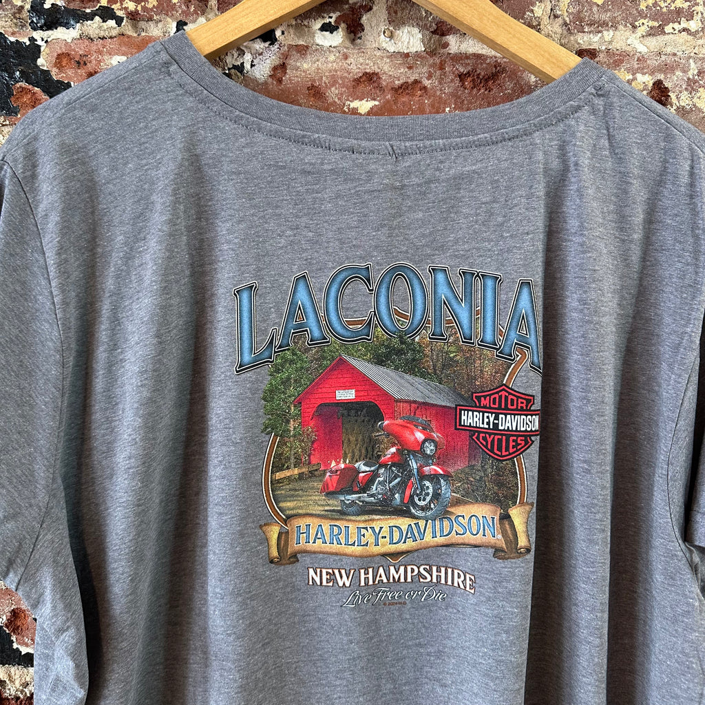 Harley Davidson Women's 3XL Short Sleeve Gray T-Shirt Laconia NEW