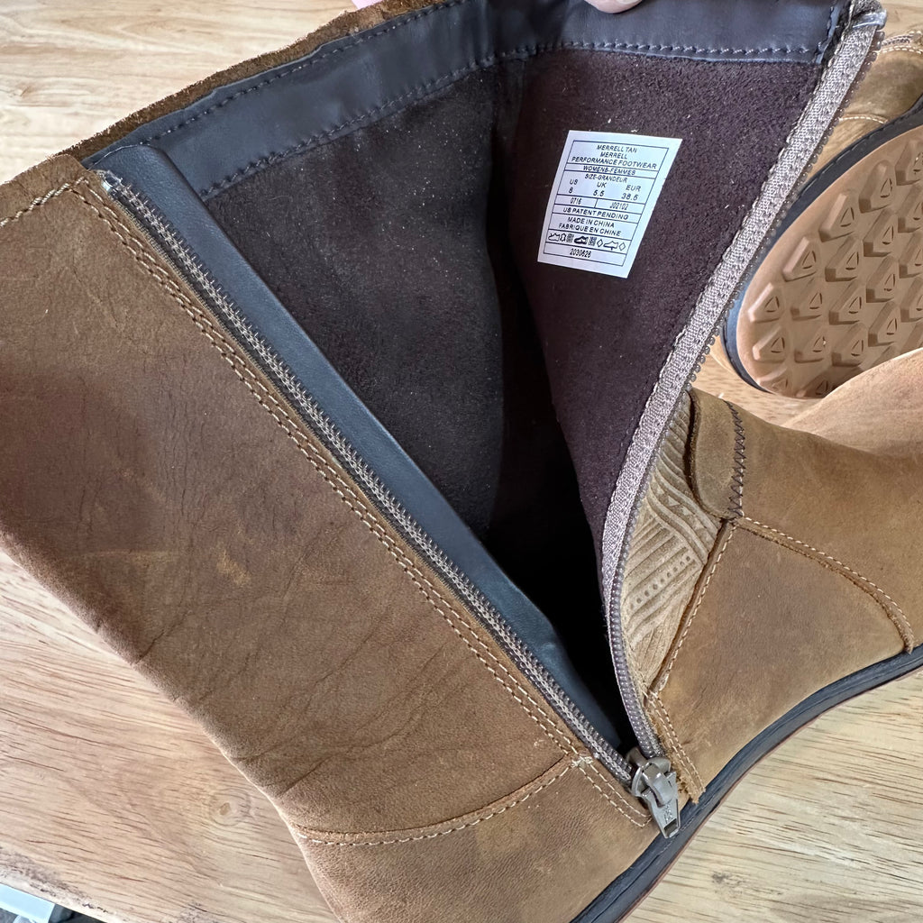 Merrell Ashland Vee Mid Boots Leather Brown Womens Waterproof Size 8