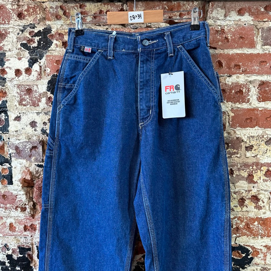 Carhartt FR Carpenter utility Mens 28X34 Blue Relaxed Work Loose FRB13 DNM New