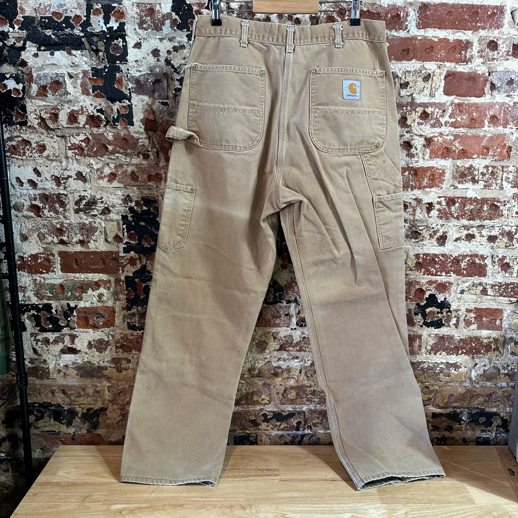 VTG Carhartt 62W Brown Mens 35x32 Double Knee Pants