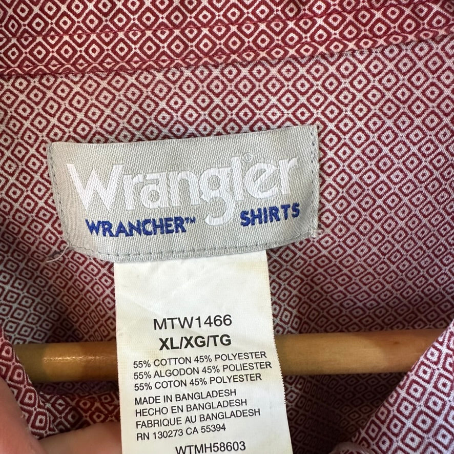 Wrangler Wrancher Southwestern Shirt Men's XL Pearl Snap L/S Red