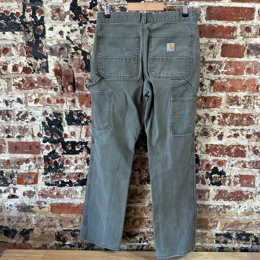 Carhartt Duck Utility Relaxed Fit Pants green rugged canvas work Mens 30x32