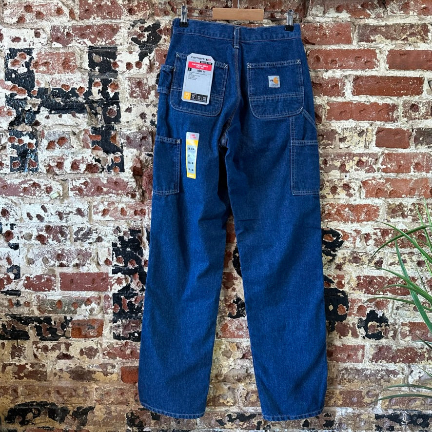 Carhartt FR Carpenter utility Mens 28X34 Blue Relaxed Work Loose FRB13 DNM New