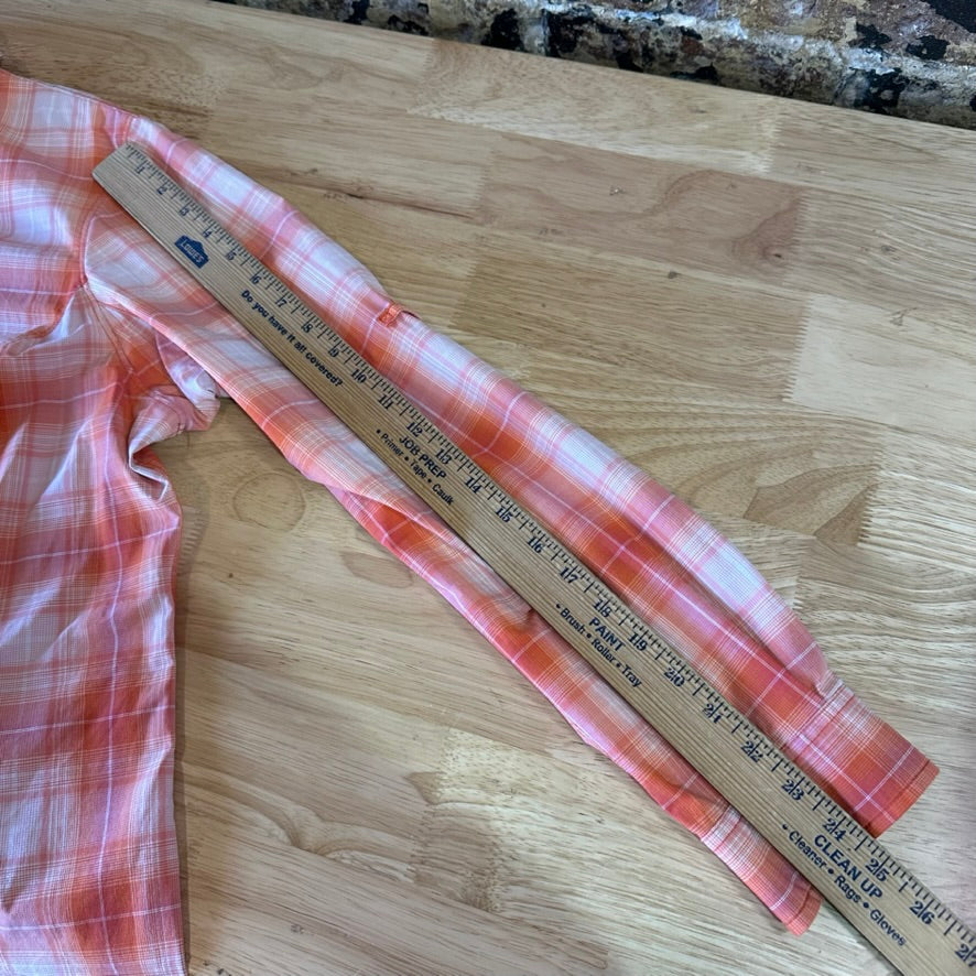 Duluth Trading Womens 2XL Button Up Shirt Orange Plaid Long sleeve vented