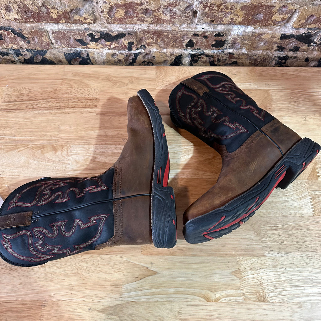 Justin WK4337 Mens Brown Black Leather Waterproof Comp Toe Work Boots Sz 10 D