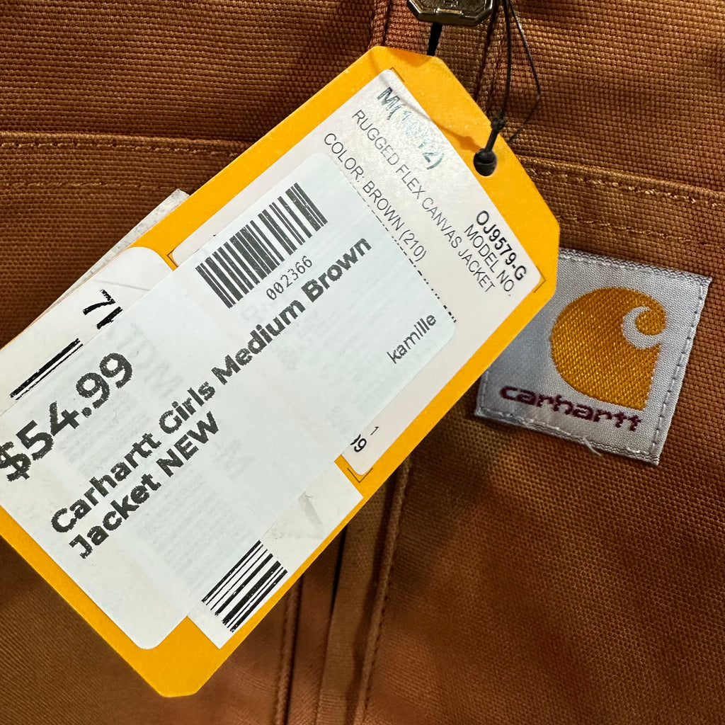 Carhartt Jacket Youth Girls Medium Rugged Flex Canvas Bomber Coat NEW Brown