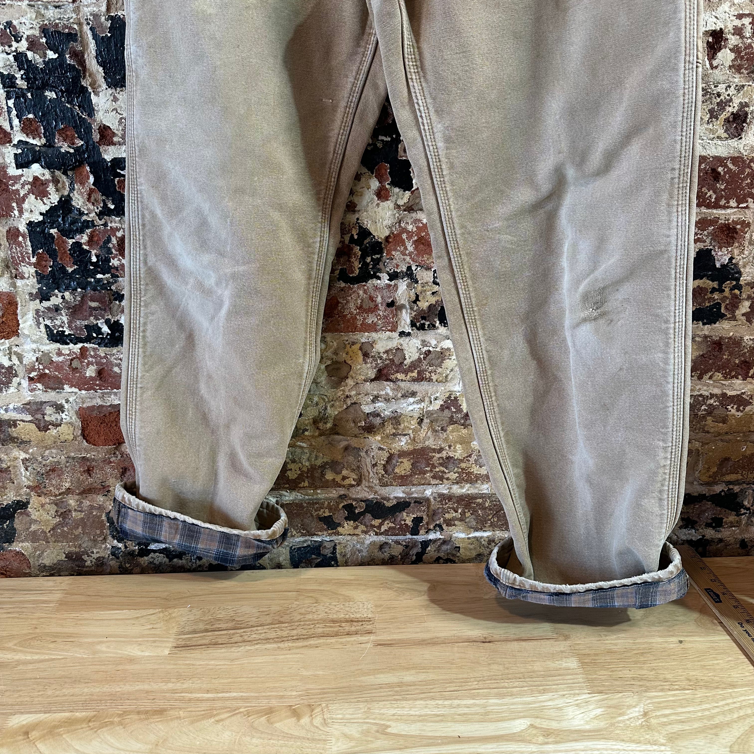 Carhartt Flannel Lined Brown Pants Mens 32x34