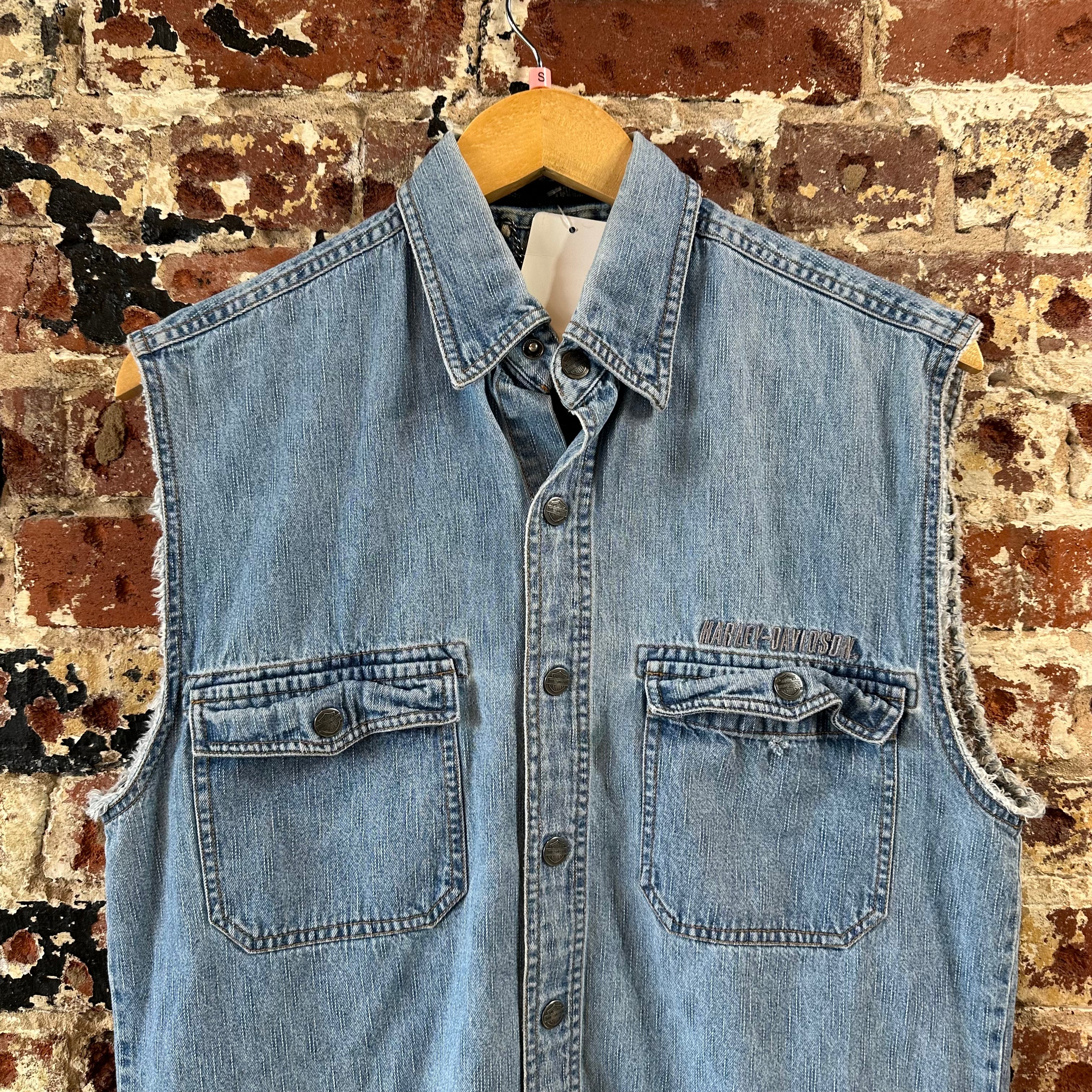 Harley Button Up Shirt Mens Small Sleeveless