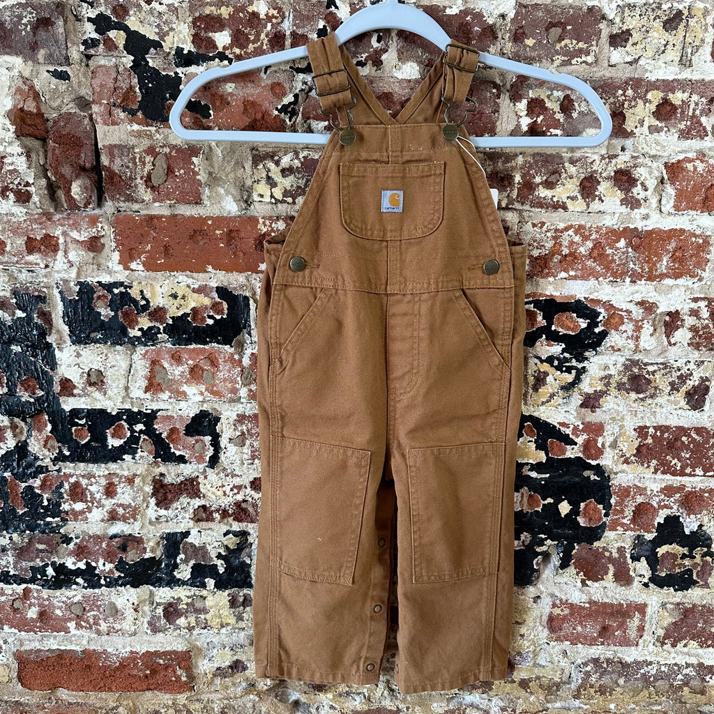 Carhartt Brown Overall Bibs Kids 18M Farm Work Toddlers double knee