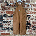 Carhartt Brown Overall Bibs Kids 18M Farm Work Toddlers double knee
