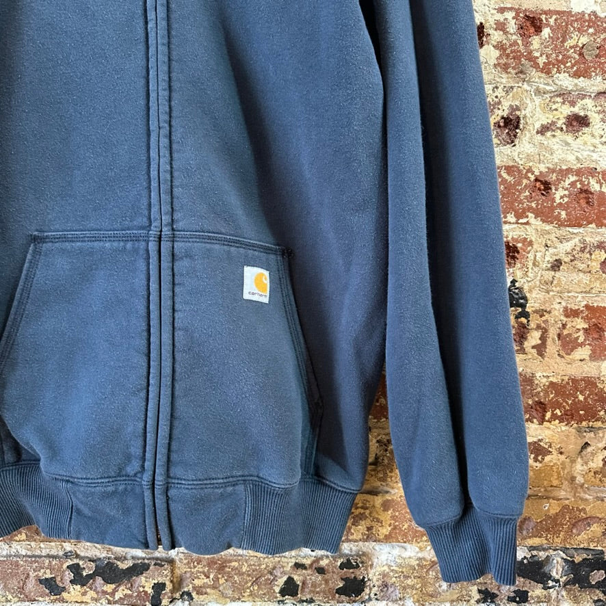 Carhartt Blue Zip up Sweatshirt Mens Medium