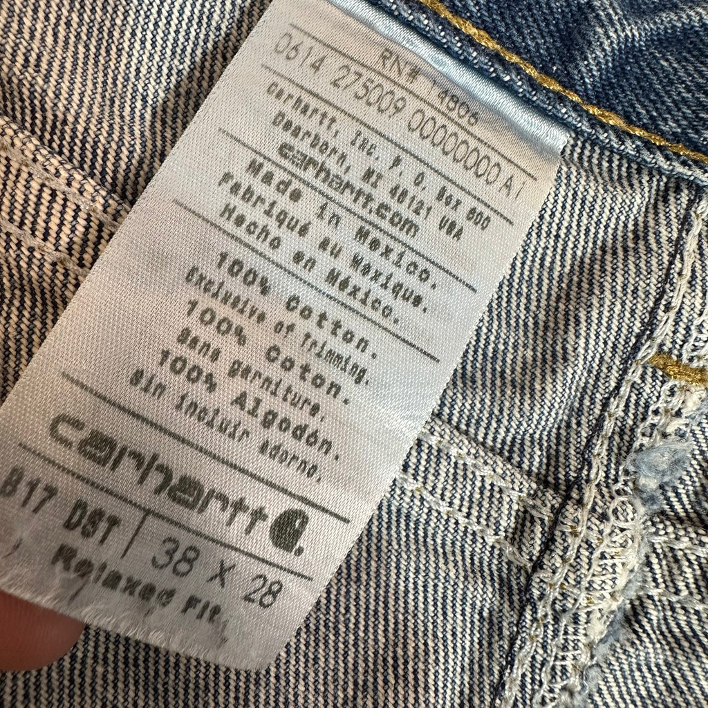 Carhartt Mens 38x28 Blue Jeans