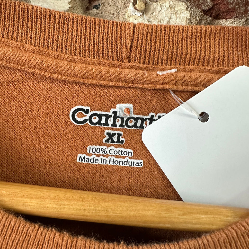 Carhartt T-Shirt Mens XL Short Sleeve Logo Work K87 LSE Pocket T-Shirt Orange