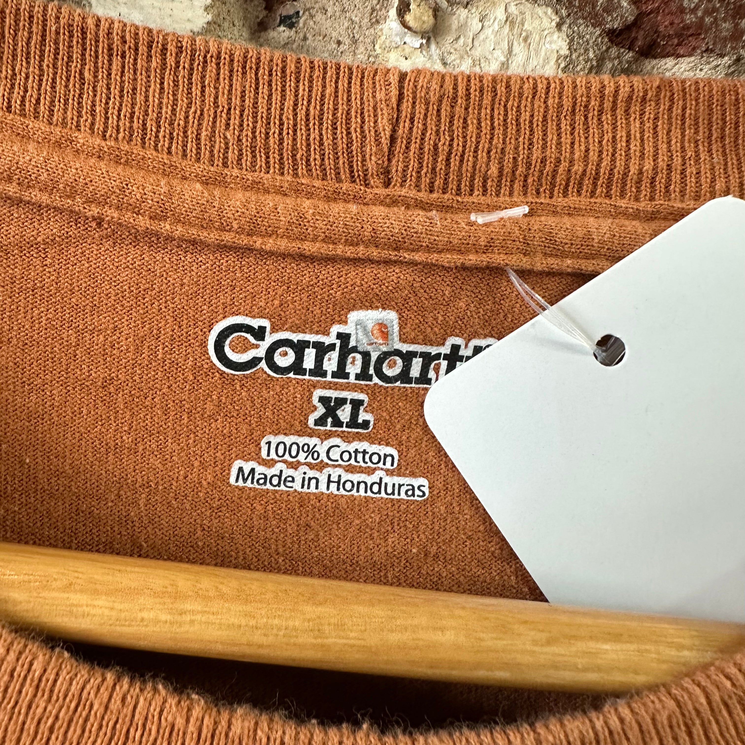 Carhartt T-Shirt Mens XL Short Sleeve Logo Work K87 LSE Pocket T-Shirt Orange