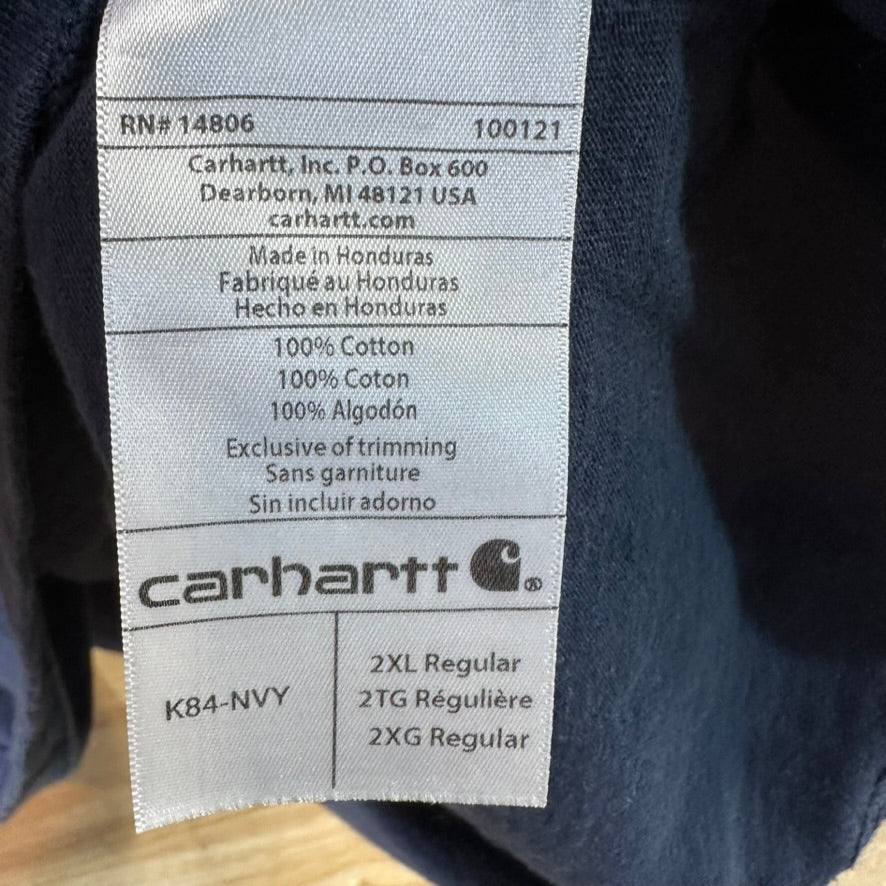 Carhartt Mens 2XL Original Fit Short Sleeve Pocket Henley T-Shirt K84 NVY