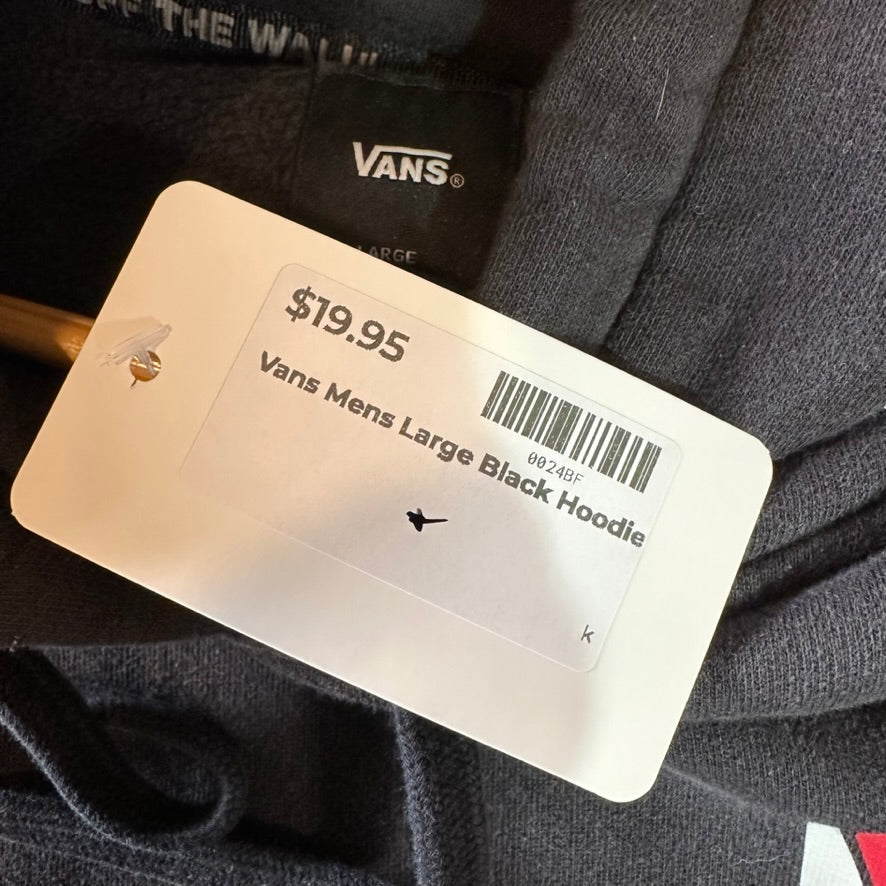 VANS off the wall Men’s Large Black Hoodie With Red Logo