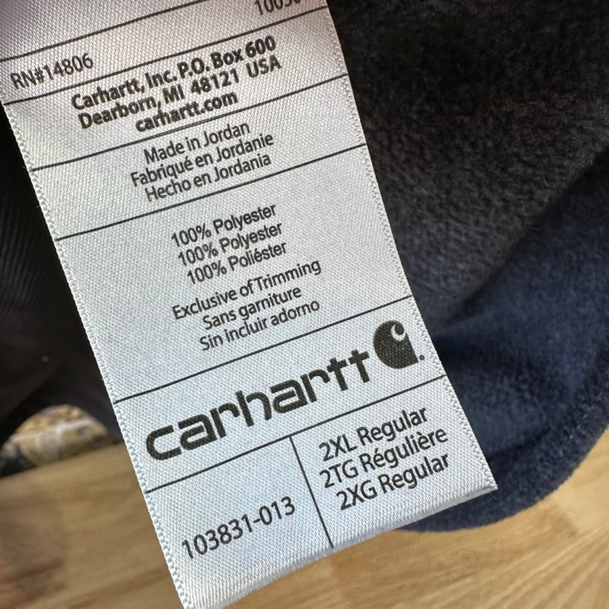 Carhartt Sweatshirt Mens 2XL Gray Quarter Zip Pullover Fleece Pockets