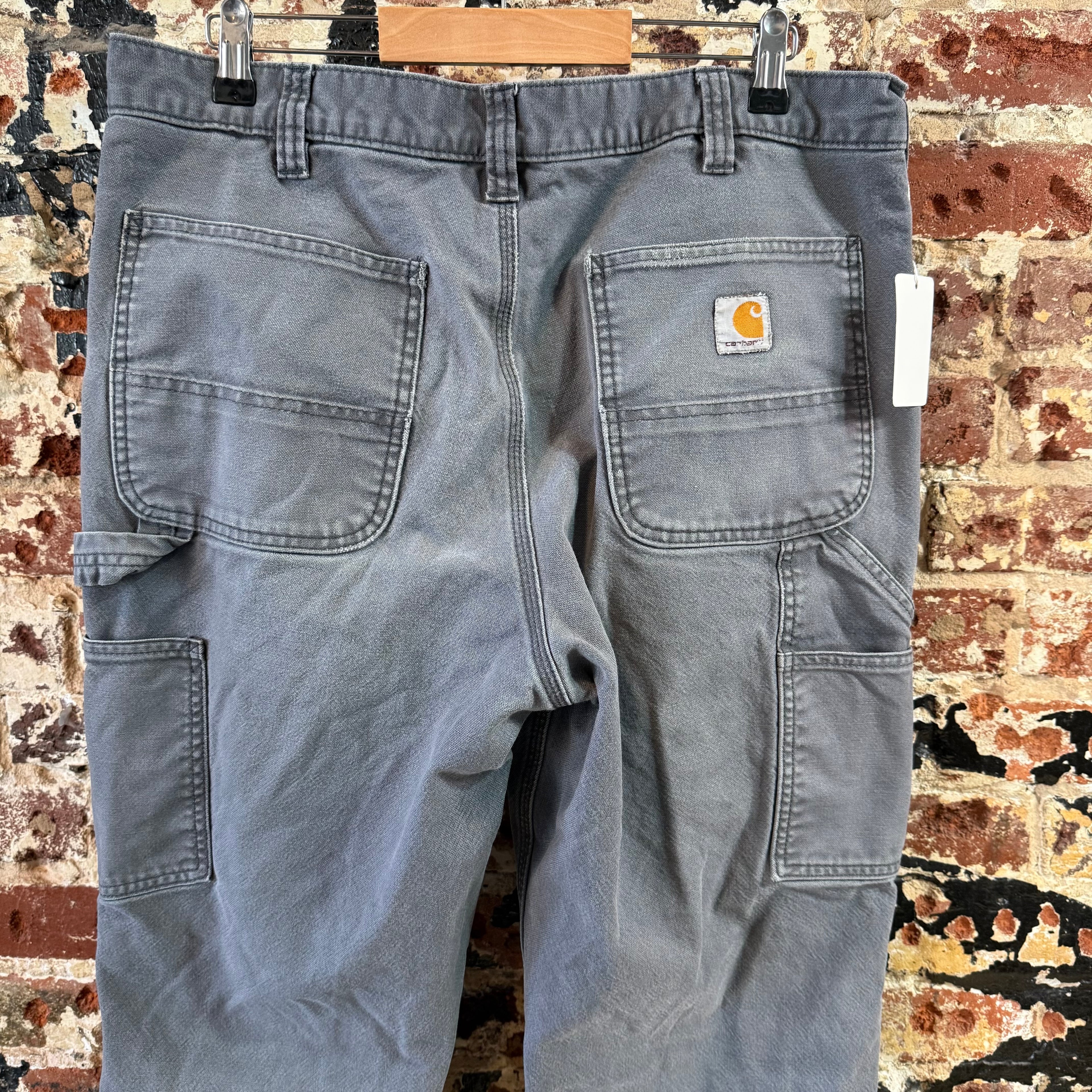 Carhartt Double Knee Gray Pants Mens 36x34
