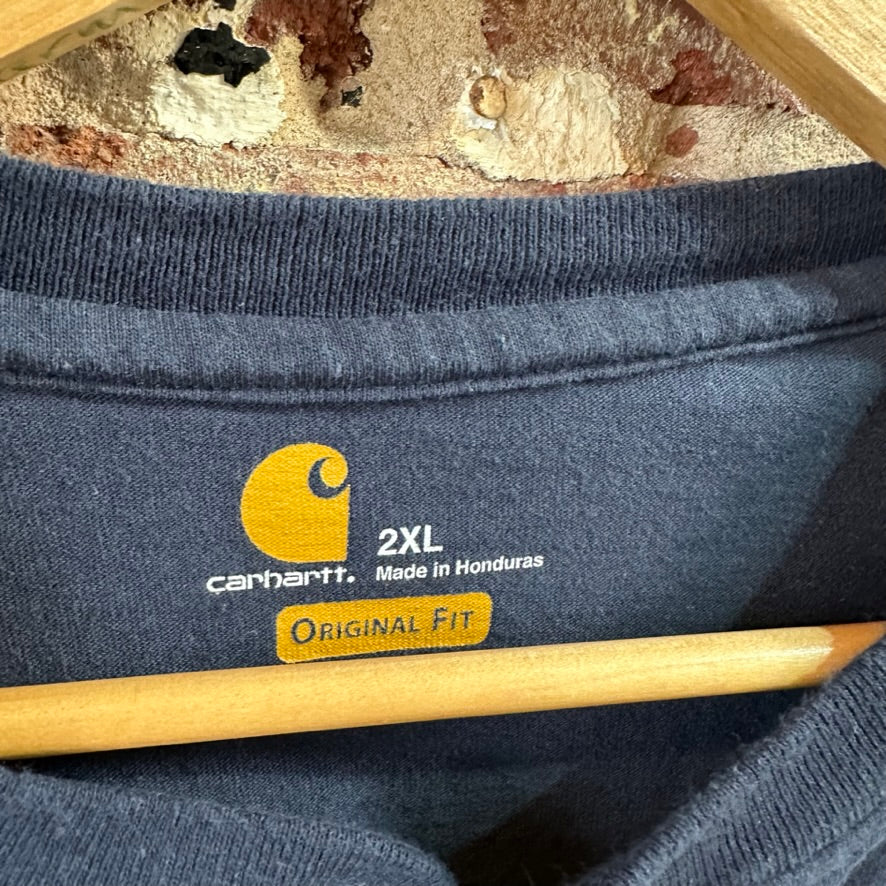 Carhartt Mens 2XL Original Fit Short Sleeve Pocket Henley T-Shirt K84 NVY
