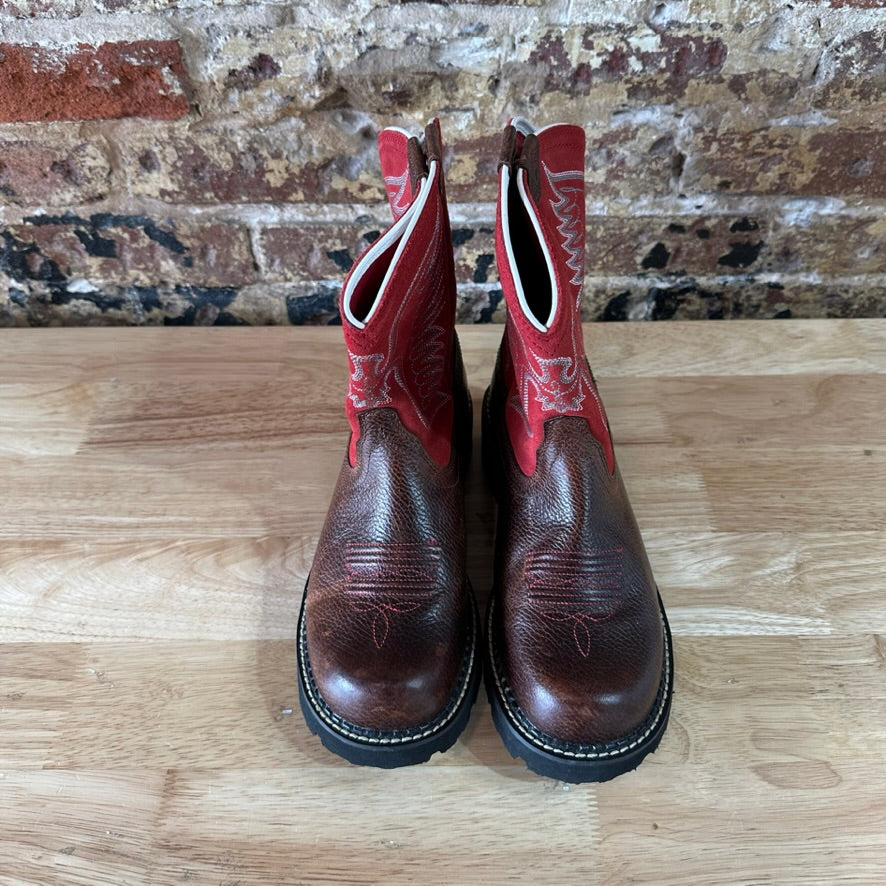 Women's Ariat Cowboy Boots Style 10010924 Brown Red Uppers Blue Stitch Size 10 B